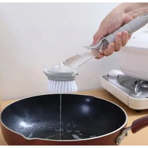 AD GALAXY Multifunctional Non - Stick Long Dish Washing Brush with Liquid Soap Dispenser  - Grey