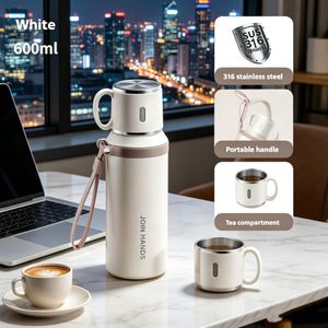 General 600ml Stainless Steel Thermos, Double Vacuum Insulated Leakproof Bottle with Lid + Rope