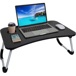 Folding Laptop Table Computer Desk Without  USB Port  For Student / Bedside - Black
