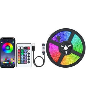 LED strip 10m long 5050 RGB 5V flashing color gradient with remote control, Bluetooth, app software control, family party atmosphere light holiday decoration