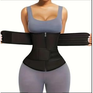 Waist Clincher 1pcs Women's Waist Trainer Belt-Zipper Waist Trimmer Body Control Shaper With Double Belt Hook & Loop Fastener Compression Cincher, Women's Underwear & Fitness Shapewear - Adjustable Closure  - Black