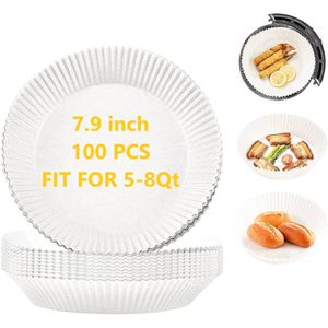 100Pcs Disposable Air Fryer Paper Liners Non-Stick Kitchen Baking Grill Mat Baking Paper Lining - 7.9 Inch