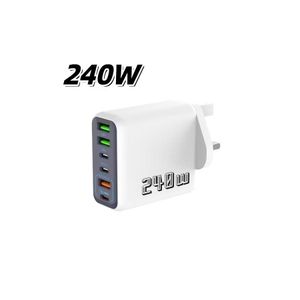 Bolizma 240W Multi-Port Fast Charger, 6-in-1 GaN Charging Block, PD/QC PPS All-Protocol Compatible, Wall Charger for Phones/Laptops Multi-Device Charging, UK Plug