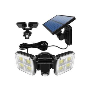 2400mAh Double Head Solar Garden Wall Lamp - 120 LED Motion Sensor Outdoor Spotlight with Rotatable Panel