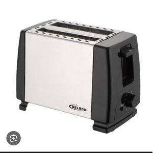 Delron  2-Slice Electric Bread Toaster – Black & Silver