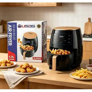 Meg 6L Extra Large Healthy Air Fryer With Smart Digital Control - 2400W - Black
