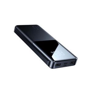 10000mAh Fast Charging Portable Charger with PD and QC Support, Big LED Display, Type-C and Micro Input, Dual USB Output, Fireproof ABS PC Body - Black