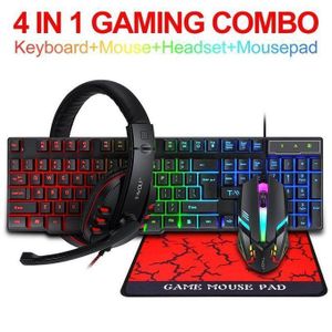 T-Wolf 4-in-1 Gaming Combo Set TF800 – Keyboard, Mouse, Headset, and Mouse Pad - Black/Red
