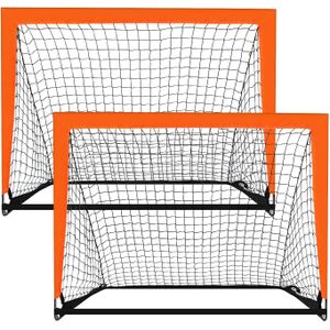 TodyJeyHo 2 Pack 4’ x 3’ Size Portable Kid Soccer Goals for Backyard, Indoor and Outdoor Pop Up Soccer Goals, Orange