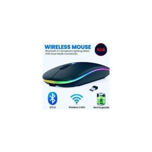 W10 Black Rechargeable Wireless Mouse with RGB light- Black