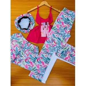 4in1 Fashion Ladies Night Wear Top, Trousers And Shorts