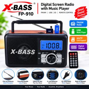 X bass  FP-910 Orc Digital Screen Radio with Music Player - Black
