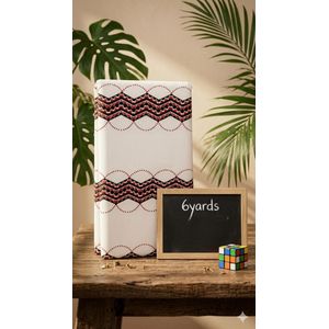 African Print Super Haske White and Red Wax