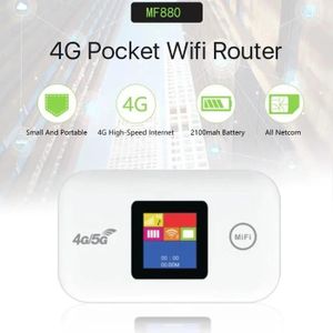 Mobile hotspot device, 150Mbps, supports 10 users, 4G LTE portable router with SIM card slot and screen display, suitable for travel.