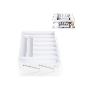 Foldable Storage Box for Vanity Jewelry Cosmetics Drawer Organizer Desktop Organizer (W18.11 x D9.84 x H3.15)inch - White