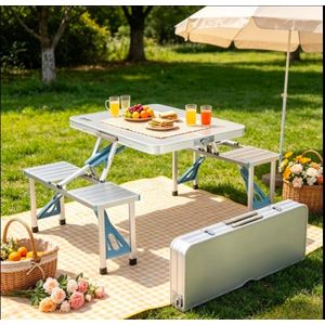 Camping Picnic Table Set,Aluminum Alloy Folding Picnic