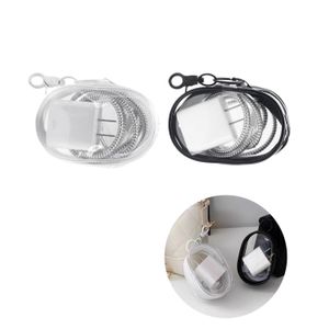 ShebSheb Data Cable Organizer, Transparent Cable Storage Bag with Locking Hook, Portable Headphone Storage Box, Suitable for Data Cables, Small Accessories, Lipsticks, Earphones, and More.