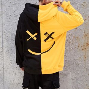 Men's Color Block Smiley Face Hoodie, Casual Sporty Hoodie, Jacket