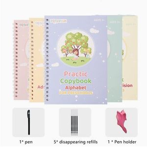 5pcs Children's Grooved Calligraphy Practice Book, Calligraphy Drawing and Coloring Book