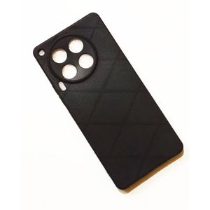 TECNO CAMON 30 leather Back Cover Case- Color Black 