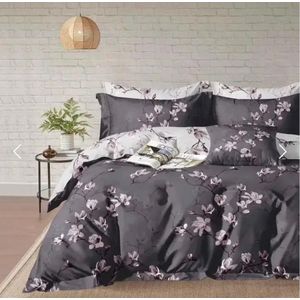 Cado Double size bedsheet with 2 pillowcases- dark grey