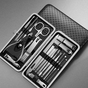Homarom 19pcs Nail Cutter Clipper Manicure Pedicure Kit Unisex Nail Cutter Trimmer Ear Pick Grooming Set Fecial Nail Foot Kits