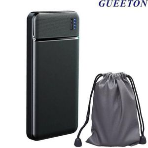 GUEETON 10000mAh Power Bank LCD Compact Slim Fast Charge black