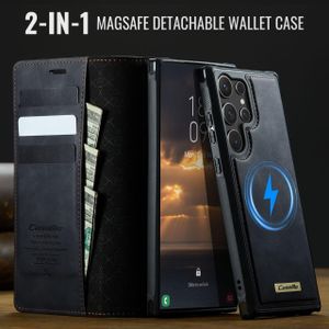 Caseme (2in1) Phone Case, Compatible With Galaxy S25 Ultra Phone, MAGSAFE, Detachable Flip Leather Wallet Case With Wireless & Magnetic Charging Support - Dark Grey