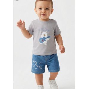 Rock Your Body T-shirt And Jeans Shorts For Boys - Grey