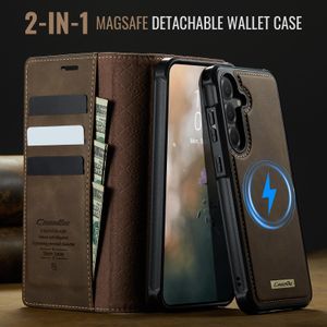 Samsung Galaxy A17 (2 in 1) MAGSAFE Detachable Flip Leather  Wallet Case With Wireless & Magnetic Charging Support - Brown 