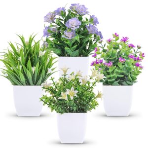 General 4 Packs Artificial Potted Flowers,Greenery Plants