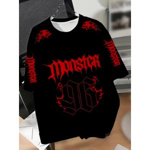 Men's Gothic Style T-Shirt - Flame Skull Illustration Print black and white 