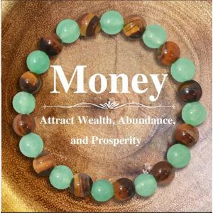 Money Wealth Success Bracelet Pure natural stone Green AventurineTiger Eye Attract Wealth Crystal Bracelet Prosperity Money Bracelet