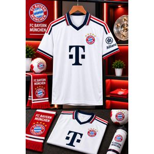 FC Bayern Munich 26/27 Away Jersey Short Sleeve White with Red & Navy Blue Details