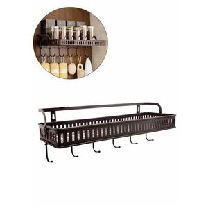 Stainless Steel Rack Basket With Hooks For Kitchen & Bathroom (L45...