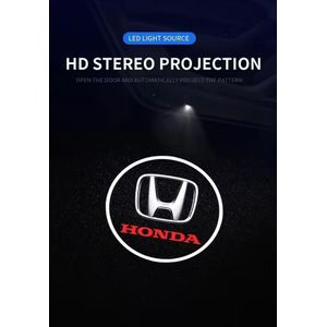 Honda 2pcs HD Wireless Car Door Welcome Lights VR Auto Projector Lamp Accessories for Civic Fit Jazz Accord HRV CRV City 