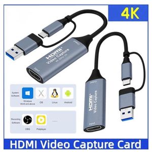 HDMI Video Capture Card - 4K Input, 1080p Output, USB/Type-C Adapter