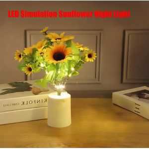 Sunflower Potted Night Light/Artificial Flower with LED Light/Desktop Mini Decorative Potted Flower