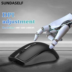 SUNDASELF Wired Mouse Business Travel Necessary 3-speed DPI Adjustable