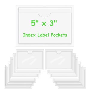 Litoott 12 Pack Self-Adhesive Index Card Pockets,Pockets Labels Holders