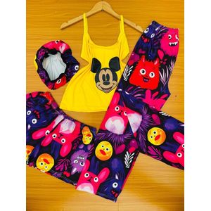 4in1 Fashion Ladies Night Wear Top, Trousers And Shorts