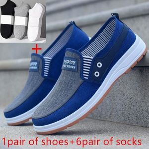 FUXING FASHION Men's breathable and wear-resistant sports shoes men sneakers shoes socks set 6 pairs of socks