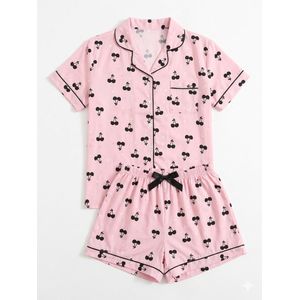 Comfortable 2 piece ladies pajamas set-Pink and Black