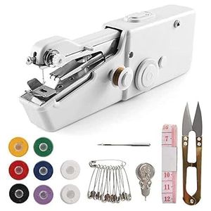 White Handheld Sewing Machine, Mini Portable Electric Sewing Machine For Adult, Easy To Use And Fast Stitch Suitable For Clothes,Fabrics, DIY Home Travel