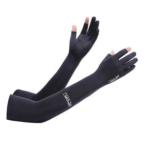 Mens Black Two Finger Cooling Arm Sleeves UV Protection for Cycling