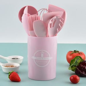 Silicone spatula with wooden handle kitchenware, 500g food-grade silicone, high temperature resistant kitchen utensils, 12-piece set