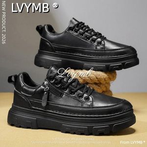LVYMB Men's Leather Fashion Sneakers Shoes- Anti-slip & Wear-resistant & Lightweight- Black - Black - EU 43