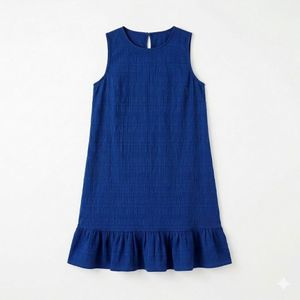 Women's Mini Skirt - Royal Blue - Textured Sleeveless Flared Dress