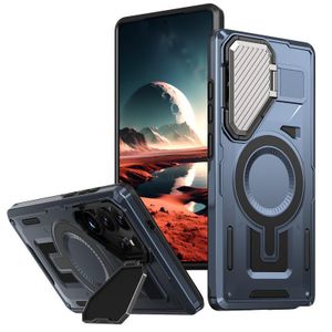 Sendo Phone Case, Compatible With Galaxy A36 High Quality Shookproof, Armour Case With MAGSAFE Wireless Charging Support And Kick-Stand Camera Lens Cover- Blue 