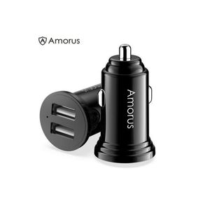 Dual USB 3.4A Fast Charging Car Charger Adapter (D3 x H5)cm / (D1.2 x H2)inch - Black